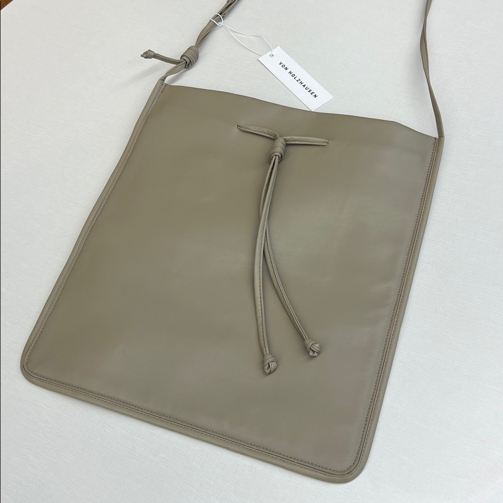 NEW with tag Von Holzhausen the sac bag purse vegan leather bamboo in stone gray - Picture 8 of 16